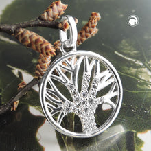 Lade das Bild in den Galerie-Viewer, Anhänger 15mm Baum des Lebens mit Zirkonias Silber 925
