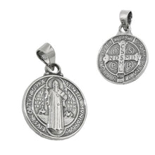 Lade das Bild in den Galerie-Viewer, Anhänger 14mm religiöse Medaille Sankt Benedikt Silber 925
