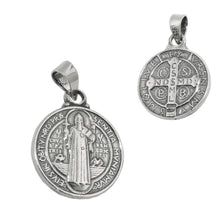 Lade das Bild in den Galerie-Viewer, Anhänger 14mm religiöse Medaille Sankt Benedikt Silber 925
