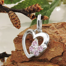 Lade das Bild in den Galerie-Viewer, Anhänger 10x9mm Herz mit Schmetterling Zirkonias pink Silber 925

