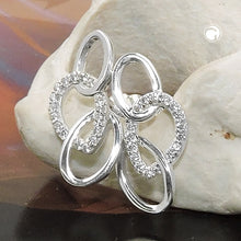 Lade das Bild in den Galerie-Viewer, Ohrstecker Ohrring 16x7mm mit 3 Ellipsen und Zirkonias Silber 925
