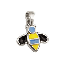 Lade das Bild in den Galerie-Viewer, Anhänger 10x11mm Biene blau-gelb-schwarz emailliert Silber 925
