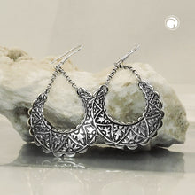 Lade das Bild in den Galerie-Viewer, Ohrhaken Ohrhänger Ohrring 53x25mm Orient geschwärzt Silber 925
