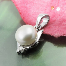 Lade das Bild in den Galerie-Viewer, Anhänger 11x7mm Süßwasserzuchtperle mit Zirkonia rhodiniert Silber 925 Silber 925
