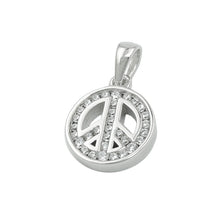 Lade das Bild in den Galerie-Viewer, Anhänger 14,5x12x3mm Peace-Zeichen mit Zirkonias rhodiniert Silber 925
