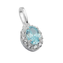 Lade das Bild in den Galerie-Viewer, Anhänger 10x8mm Zirkonias weiß und hellblau Silber 925
