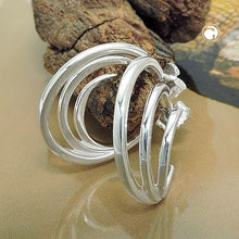 Lade das Bild in den Galerie-Viewer, Ohrstecker Ohrring 20x4mm Creole 3 Halbkreise glänzend Silber 925
