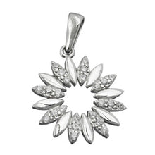 Lade das Bild in den Galerie-Viewer, Anhänger 14mm Blume mit Zirkonias glänzend rhodiniertSilber 925
