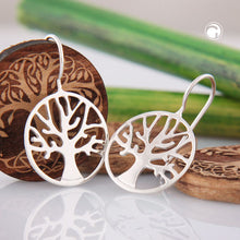 Lade das Bild in den Galerie-Viewer, Ohrhaken Ohrring 28x18mm Baum des Lebens kreisrund glänzend Silber 925
