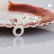 Lade das Bild in den Galerie-Viewer, Ohrstecker Ohrring 7mm Kreis mit Zirkonias Silber 925
