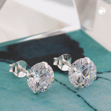 Lade das Bild in den Galerie-Viewer, Ohrstecker Ohrring 8mm Zirkonia rund gefasst Silber 925
