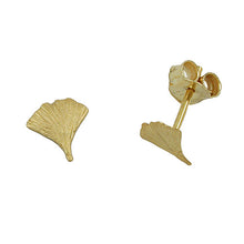 Lade das Bild in den Galerie-Viewer, Ohrstecker Ohrring 6,5x6mm Ginkgoblatt matt 9Kt GOLD
