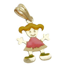 Lade das Bild in den Galerie-Viewer, Anhänger 14x10mm Mädchen farbig emailliert 9Kt GOLD
