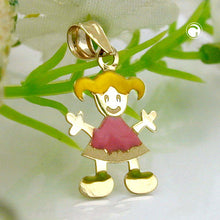 Lade das Bild in den Galerie-Viewer, Anhänger 14x10mm Mädchen farbig emailliert 9Kt GOLD
