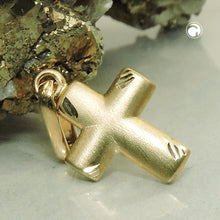 Lade das Bild in den Galerie-Viewer, Anhänger 12x10mm Kreuz matt-diamantiert 9Kt GOLD

