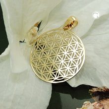 Lade das Bild in den Galerie-Viewer, Anhänger 20mm Blume des Lebens filigran 9Kt GOLD
