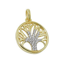 Lade das Bild in den Galerie-Viewer, Anhänger 15mm Baum des Lebens mit Zirkonias 9Kt GOLD
