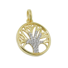 Lade das Bild in den Galerie-Viewer, Anhänger 15mm Baum des Lebens mit Zirkonias 9Kt GOLD
