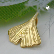 Lade das Bild in den Galerie-Viewer, Anhänger 12mm Ginkgoblatt glänzend 9Kt GOLD
