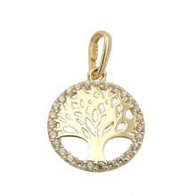 Lade das Bild in den Galerie-Viewer, Anhänger 11mm Lebensbaum Rand mit Zirkonias 9Kt GOLD
