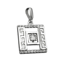 Lade das Bild in den Galerie-Viewer, Anhänger 12x12mm römisches Muster mit Zirkonias rhodiniert Silber 925
