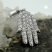 Lade das Bild in den Galerie-Viewer, Anhänger 15x10mm Symbol Hand mit Zirkonias Silber 925
