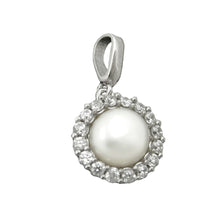 Lade das Bild in den Galerie-Viewer, Anhänger 10mm Zirkonias mit Zuchtperle rhodiniert Silber 925
