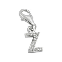 Lade das Bild in den Galerie-Viewer, Anhänger 12x6mm Charm Buchstabe Z mit Zirkonias glänzend rhodiniert Silber 925
