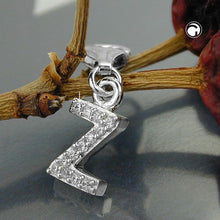 Lade das Bild in den Galerie-Viewer, Anhänger 12x6mm Charm Buchstabe Z mit Zirkonias glänzend rhodiniert Silber 925
