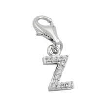 Lade das Bild in den Galerie-Viewer, Anhänger 12x6mm Charm Buchstabe Z mit Zirkonias glänzend rhodiniert Silber 925
