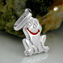 Lade das Bild in den Galerie-Viewer, Anhänger 12x7,5mm lächelnder Frosch rot lackiert glänzend Silber 925

