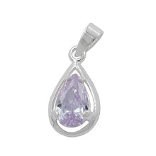 Lade das Bild in den Galerie-Viewer, Anhänger 14x8mm Tropfen Zirkonia lavendel Silber 925
