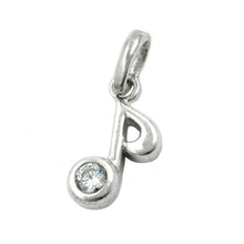 Lade das Bild in den Galerie-Viewer, Anhänger 11x5mm Musiknote Achtelnote mit Zirkonia Silber 925
