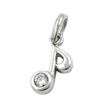 Lade das Bild in den Galerie-Viewer, Anhänger 11x5mm Musiknote Achtelnote mit Zirkonia Silber 925
