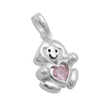 Lade das Bild in den Galerie-Viewer, Anhänger 15x10mm Mädchen mit Zirkonia pink Silber 925
