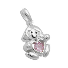 Lade das Bild in den Galerie-Viewer, Anhänger 15x10mm Mädchen mit Zirkonia pink Silber 925
