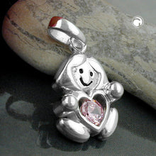 Lade das Bild in den Galerie-Viewer, Anhänger 15x10mm Mädchen mit Zirkonia pink Silber 925
