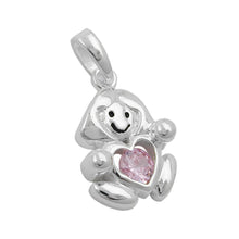 Lade das Bild in den Galerie-Viewer, Anhänger 15x10mm Mädchen mit Zirkonia pink Silber 925
