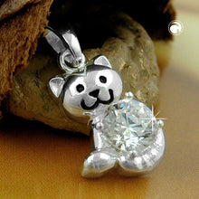 Lade das Bild in den Galerie-Viewer, Anhänger 15x10mm Katze mit Zirkonia glänzend Silber 925
