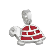 Lade das Bild in den Galerie-Viewer, Anhänger 11x13mm Schildkröte rot emailliert Silber 925
