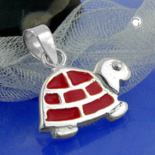 Lade das Bild in den Galerie-Viewer, Anhänger 11x13mm Schildkröte rot emailliert Silber 925
