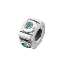 Lade das Bild in den Galerie-Viewer, Anhänger 10x5mm Perle Bead mit 4 Glassteinen hellblau rhodiniert Silber 925
