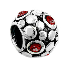 Lade das Bild in den Galerie-Viewer, Anhänger 10x8mm Perle Bead mit Glassteinen rot rhodiniert Silber 925
