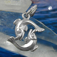 Lade das Bild in den Galerie-Viewer, Anhänger 14x14mm Charm Fische glänzend rhodiniert Silber 925
