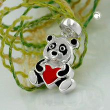 Lade das Bild in den Galerie-Viewer, Anhänger 13x9mm Panda Bär farbig lackiert Silber 925
