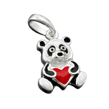 Lade das Bild in den Galerie-Viewer, Anhänger 13x9mm Panda Bär farbig lackiert Silber 925
