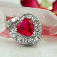 Lade das Bild in den Galerie-Viewer, Anhänger 14x13mm Herz Zirkonia rot und viele weiße Zirkonias rhodiniert Silber 925
