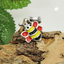 Lade das Bild in den Galerie-Viewer, Anhänger 10x10mm Biene rot-gelb-schwarz-emailliert Silber 925
