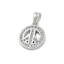 Lade das Bild in den Galerie-Viewer, Anhänger 14,5x12x3mm Peace-Zeichen mit Zirkonias rhodiniert Silber 925
