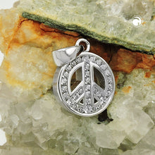 Lade das Bild in den Galerie-Viewer, Anhänger 14,5x12x3mm Peace-Zeichen mit Zirkonias rhodiniert Silber 925
